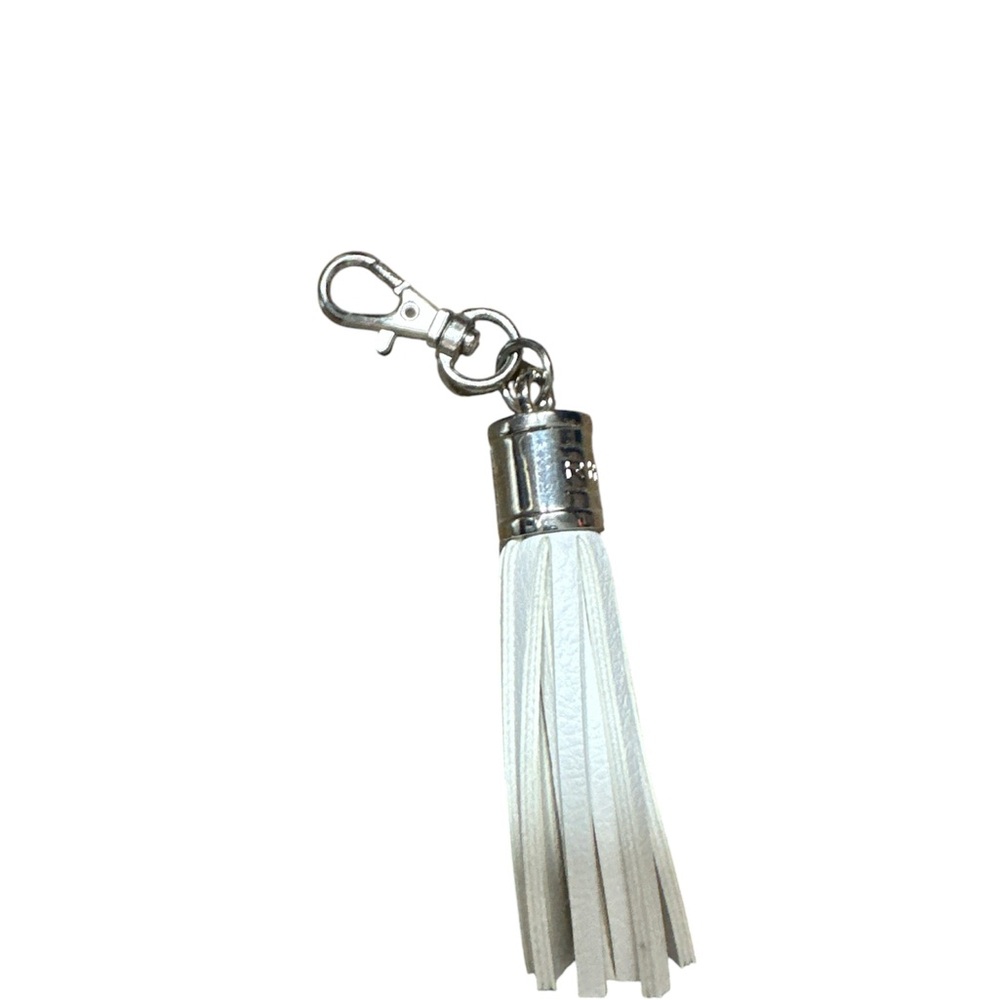 R&R White Tassel Keychain with Silver Clip nice and thick. Brand. New